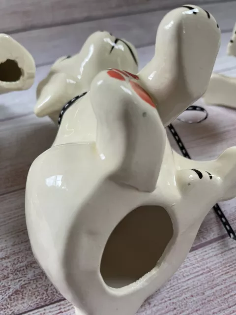 Vintage Large Ceramic Puppy Statue Figurines Set Of 3 Cream/white 9