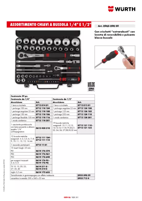 Chiavi a Cricchetto Bussola Professionali 1/4 e 1/2 Set 59pz - WÜRTH 096509059 2