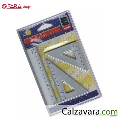 cm. 21 x 45° Squadra FARA in Alluminio AnodizzatoClassic Rettificata e Millimetratura Applicata 