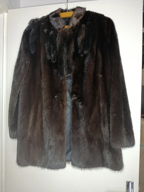 Manteau Long En Fourrure Chevrette Grise Vintage - Taille S - Occasion Très Bon état