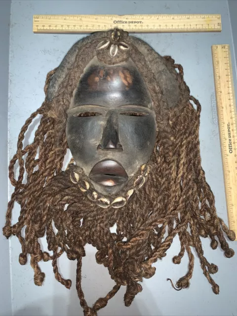 Dan Mask with Cowries and Rope Beard African mask great size OFFERS #19