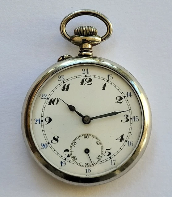 Montre à Gousset Ancienne En Argentan Avec Chaîne - Fonctionne, Occasion