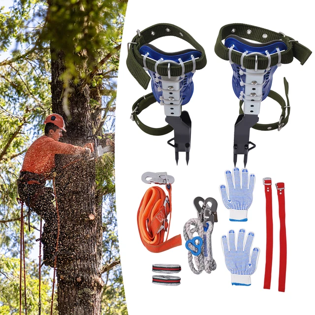 TREE CLIMBING SPIKE Set Adjustable Pole Climbing Gear Kit w/Safety Belt