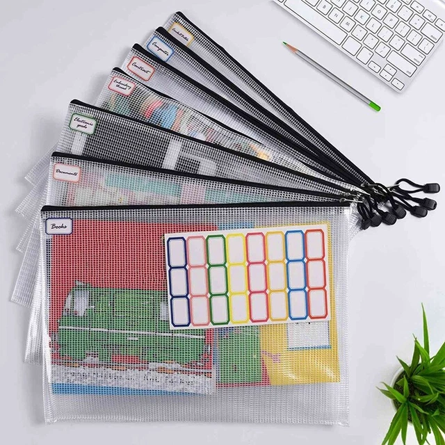12PCS A3 Folder, Information Zipper Bag Plastic Wallet Mesh File Bag Zipper N7I6 3