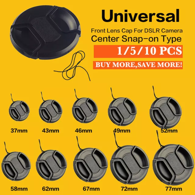 5/10PCS Center pinch snap on Front Lens Cap Cover for Nikon Sony Sigma Lot