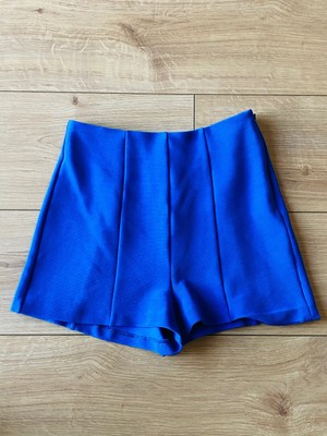 Topshop Da Donna Blue Hot Pants Pantaloncini Taglia S 