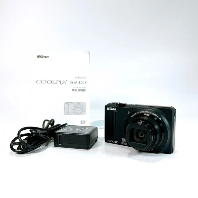 NIKON COOLPIX S9100 Black Digital Camera 12.1MP 18x Optical