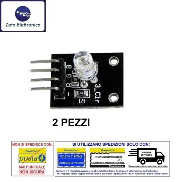 2PZ Module Diode LED RGB 5mm A 3 Couleurs Carte Keyes KY-016 Aussi Pour Arduino