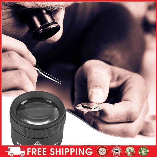 Lupa InnerSetting con aumento de 30 aumentos, lente óptica, lupa para monedas (negra)