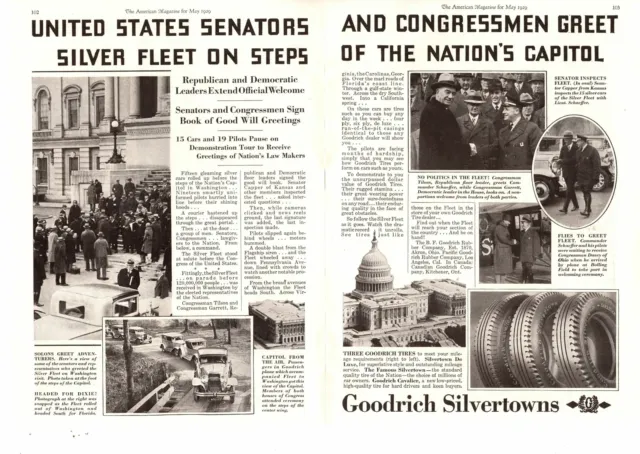1929 B.F. Goodrich Tire Silvertowns "Silver Fleet" National Tour 2-Page Print Ad