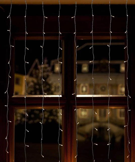 LED Lichtervorhang warmweiße LEDs für Fenster o. Türen 1,3x1,3m o. 1,3x2m Innen