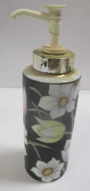 VINTAGE I.W. RICE Irice Porcelain Floral Pump Lotion Bottle Dispenser 7 ...