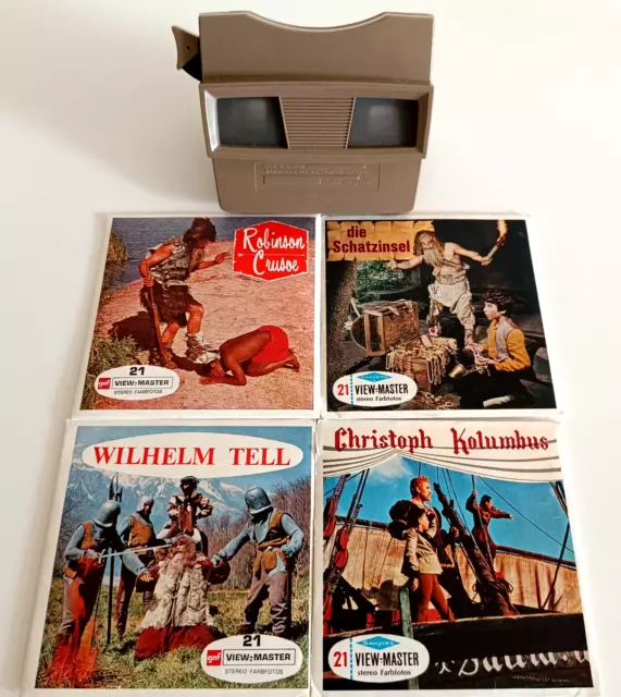 VIEW MASTER 3D STEREO ⭐ BETRACHTER + 12x Scheiben Abenteuer ⭐ ! Viewer Model G !