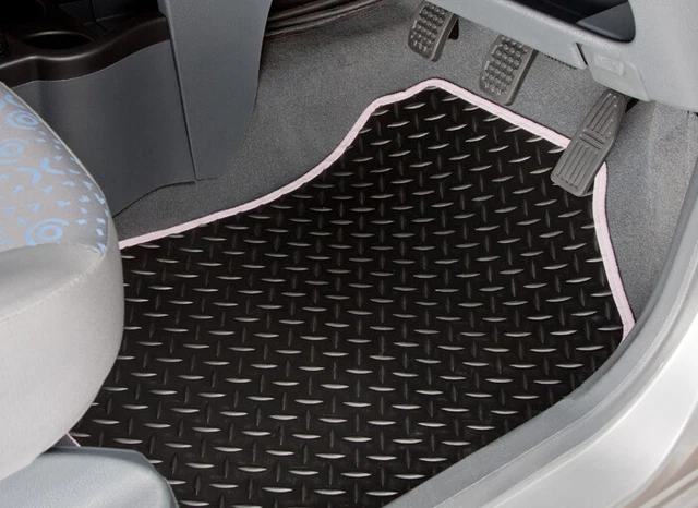 Rmsone Tailored Black Car Mats With Red Trim For Jaguar XE 2015-2023 – Set Of 4 With Clips