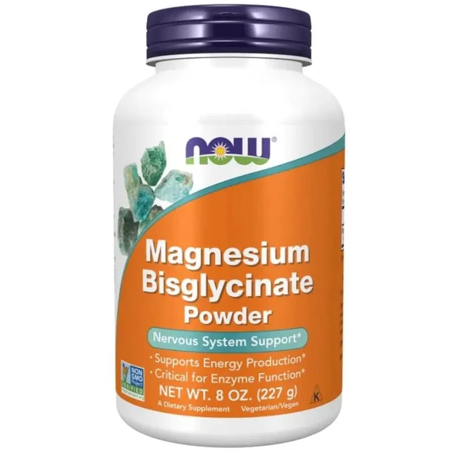 NOW FOODS MAGNESIUM Bisglycinate Powder 8oz Support Muscle and Bone ...