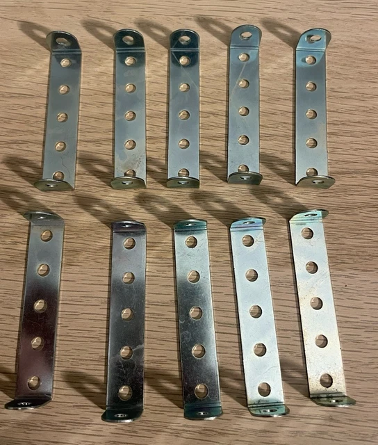 Early Meccano # 48 D Double Angle Strip 11 Hole Pre War Zinc Lot