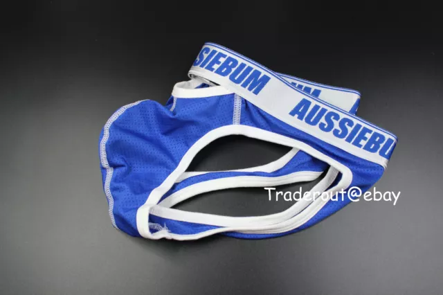 AussieBum Men blue Mesh Riot jock strap jockstrap underwear size M L 3