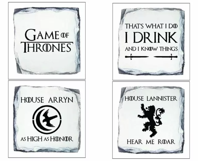 Printed Slate Coasters - Game of Thrones - Rugged Slate Coasters -Glossy - New