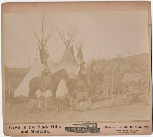 RARE - 4 Orig Photos - W R Cross - Crow Agency Indians 1870s Black Hills Montana 3