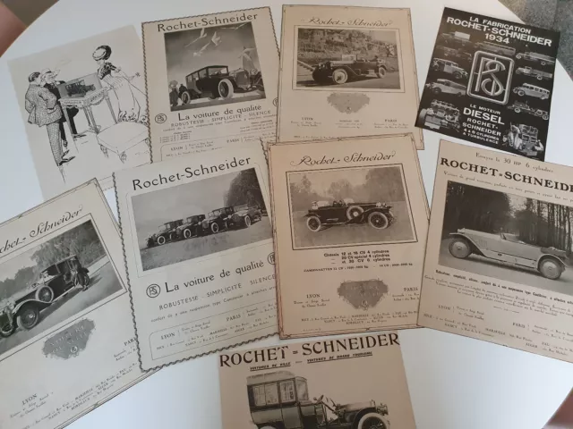 COLLECTION de 9 publicités ROCHET SCHNEIDER originales des années 1900 à 1930