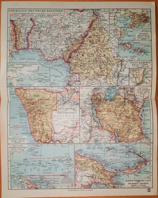 Ehem. deutsche Kolonien Landkarte von 1931 Kamerun DSW Ostafrika Togo Kiautschou