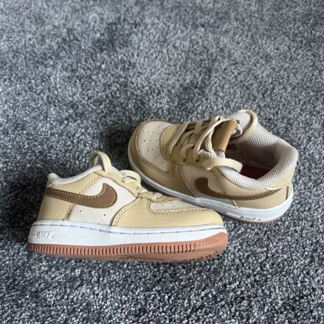 Toddlers Nike AIR FORCE 1 LV8 TD White, Tan, Sesame Size Uk 6.5 Trainers ❤️