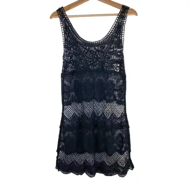 American Eagle Outfitters Women's S Black Sleeveless Crochet Lace Mini Dress