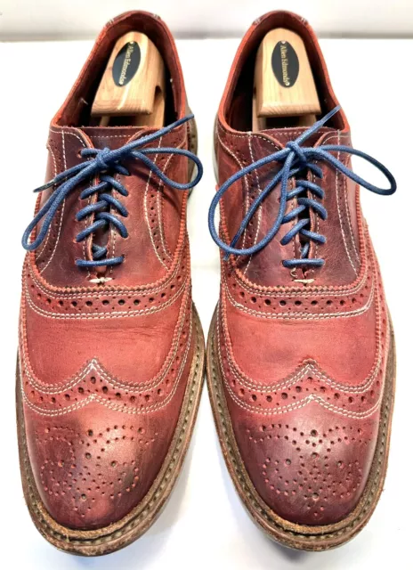 Allen Edmonds Neumok Men Size 10.5 D Red Leather Wintip Brogue Oxford Shoes