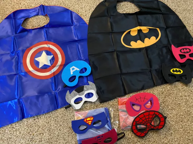 SuperHero Spiderman Superman Birthday Party  Supplies 4 Smocks with Felt Masks !