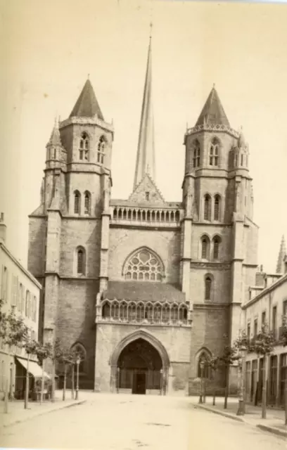 France, Dijon La cathédrale Saint-Bénigne Vintage albumen Print Tirage albumin