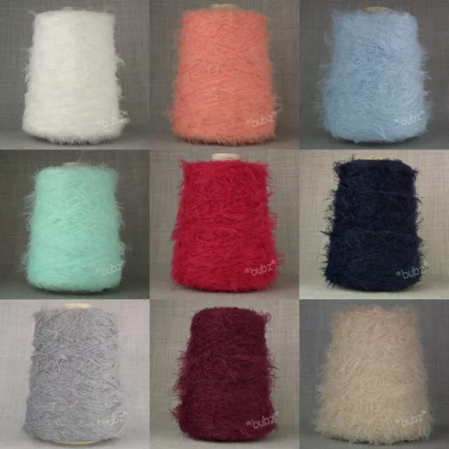 SOFT 4 PLY GLITTER FEATHER YARN BLACK 400g CONE MACHINE KNITTING WEAVING  SPARKLE