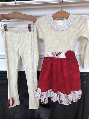 Giggle Moon Holiday Set 7 Tunic Dress Ruffle Leggings Gifts From Heaven Red