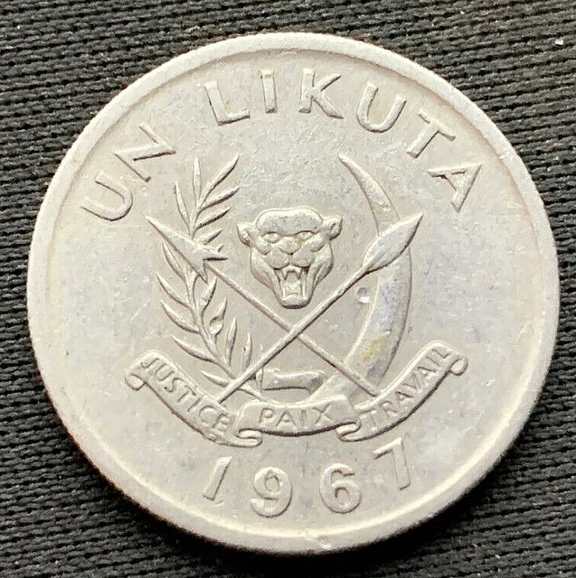 1967 Congo 1 Likuta Coin 1 Year  BETTER CIRCULATED   #M80