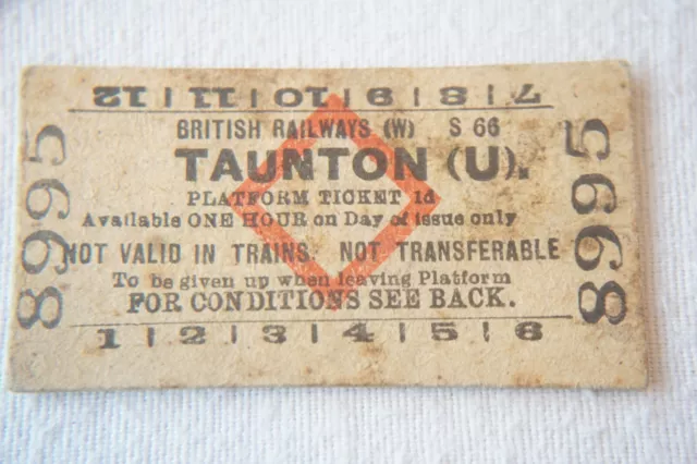 Taunton British Rail BTC Platform Railway Train Ticket