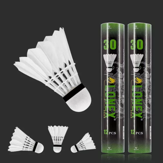 12Pcs Training White Goose Feather Shuttlecocks Badminton Outdoor Sport Game