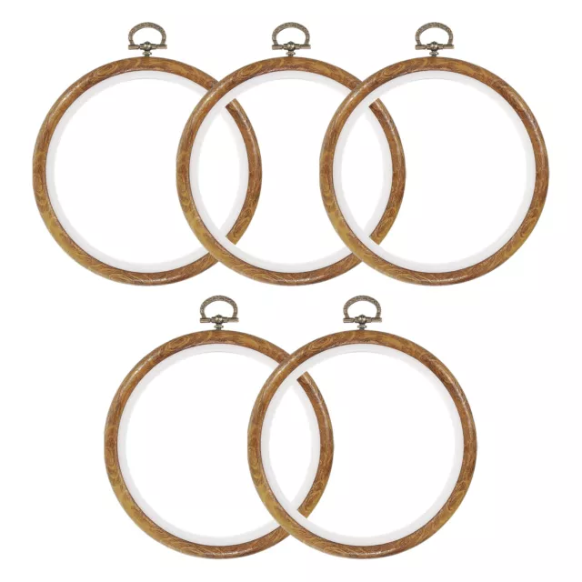 5pcs Embroidery Hoop Frame 5" Round Imitated Wood Circle Cross-Stitch Ring