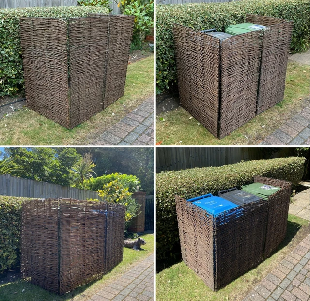 WHEELIE BIN SCREENS Single Double Triple Garden Stores Willow Rattan