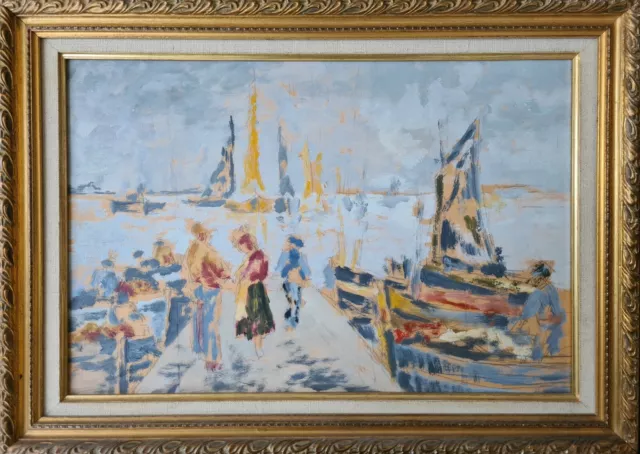 Ecole française post-impressionniste début XX° - Retour de pêche - cadre
