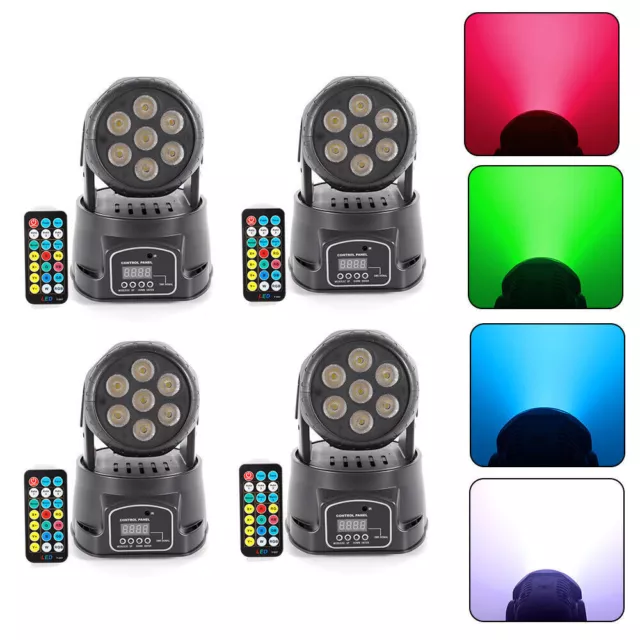 4* 105W Moving Head Stage Lighting RGBW Wash 7LED DMX Mini Light DJ Disco 9/14CH