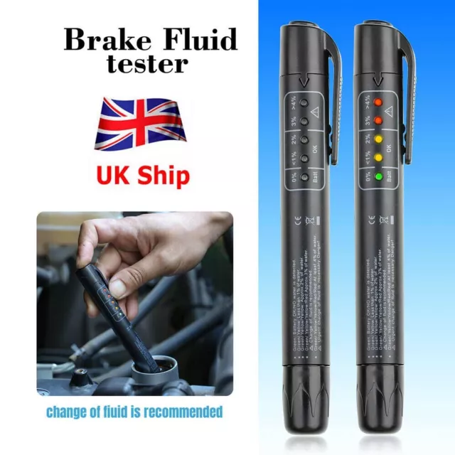 UK Digital Brake Fluid Liquid Tester Pen 5 LED Indicator Car Oil Moisture Tester