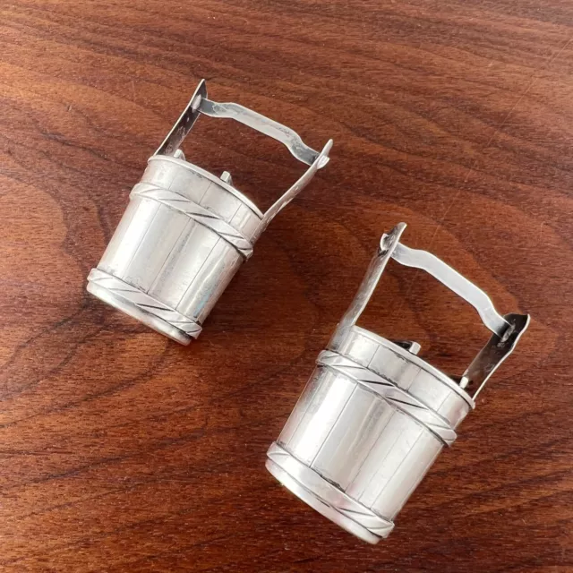 Figural Japanese 950 Sterling Silver Salt And Pepper Shakers Yoke Bucket Form