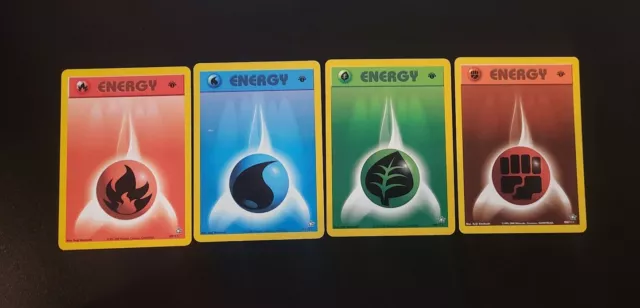 Pokémon TCG, 4 Pack 1st Edition Neo Genesis Energy. Fire, Water, Grass, Fighting