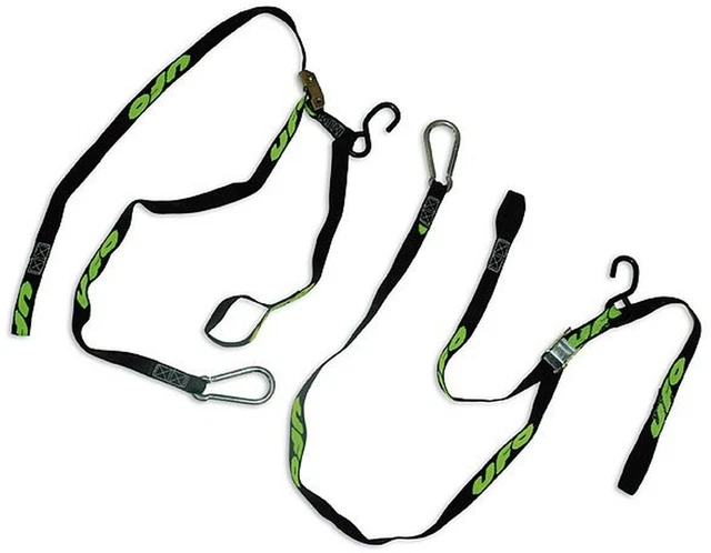 Set cinghie di serraggio UFO gancio moschettone nero/verde MX Enduro