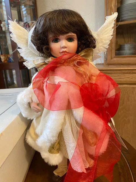 Ellenbrooke Snow Cherub porcelain doll in box with stand 15"