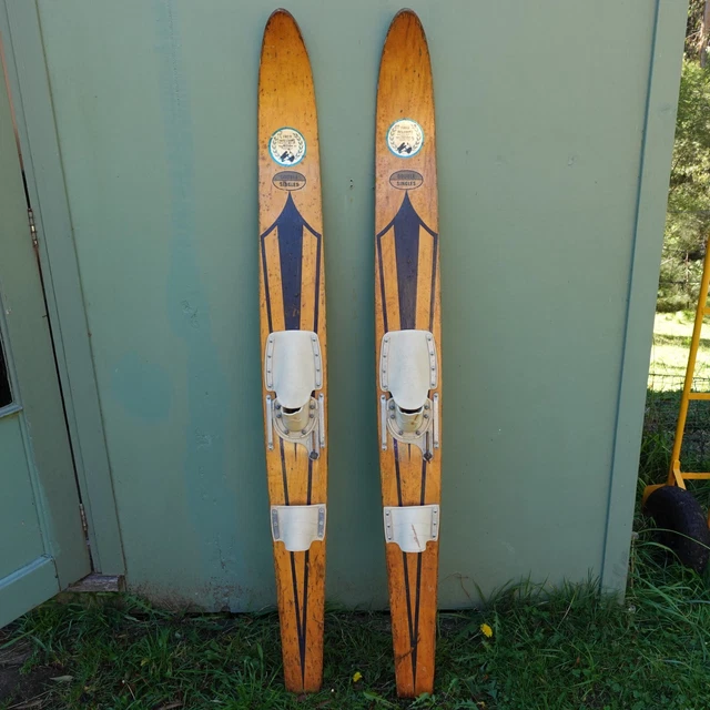 VINTAGE FRED WILLIAMS Wooden Water Skis, Made in Australia RARE £128.00
