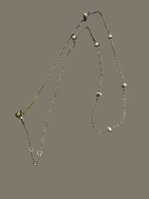 J Crew gold tone necklace faux pearl stations adjustable 33"
