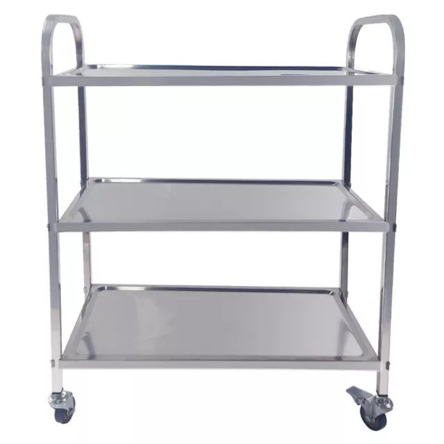 Kitchen Service Trolley Storage Cart 3 Tier Shelves Stainless Steel Utility Cart