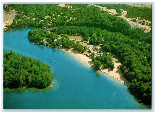 c1960's Aerial View Of Hamlin Lake Ludington Michigan MI Vintage Postcard