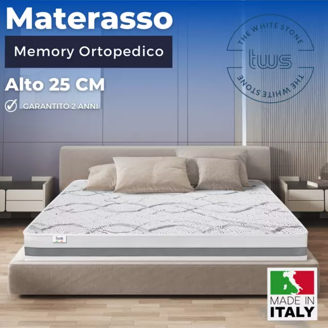 Materasso Memory 25 cm | Ergonomico, Anallergico, Traspirante, Ortopedico