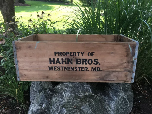 Vintage Hahn Bros. Brothers Westminster Maryland Wood Wooden Box Crate